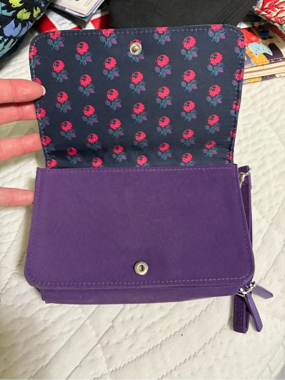 Vera Bradley Quilted Purple Wristlet Wallet - Picture 2 of 5